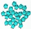 25 12mm Transparent Turquoise Star Beads